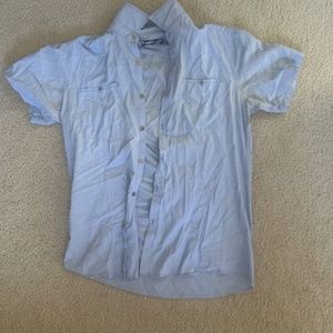 Modern Amusement Blue Short Sleeve Button Up